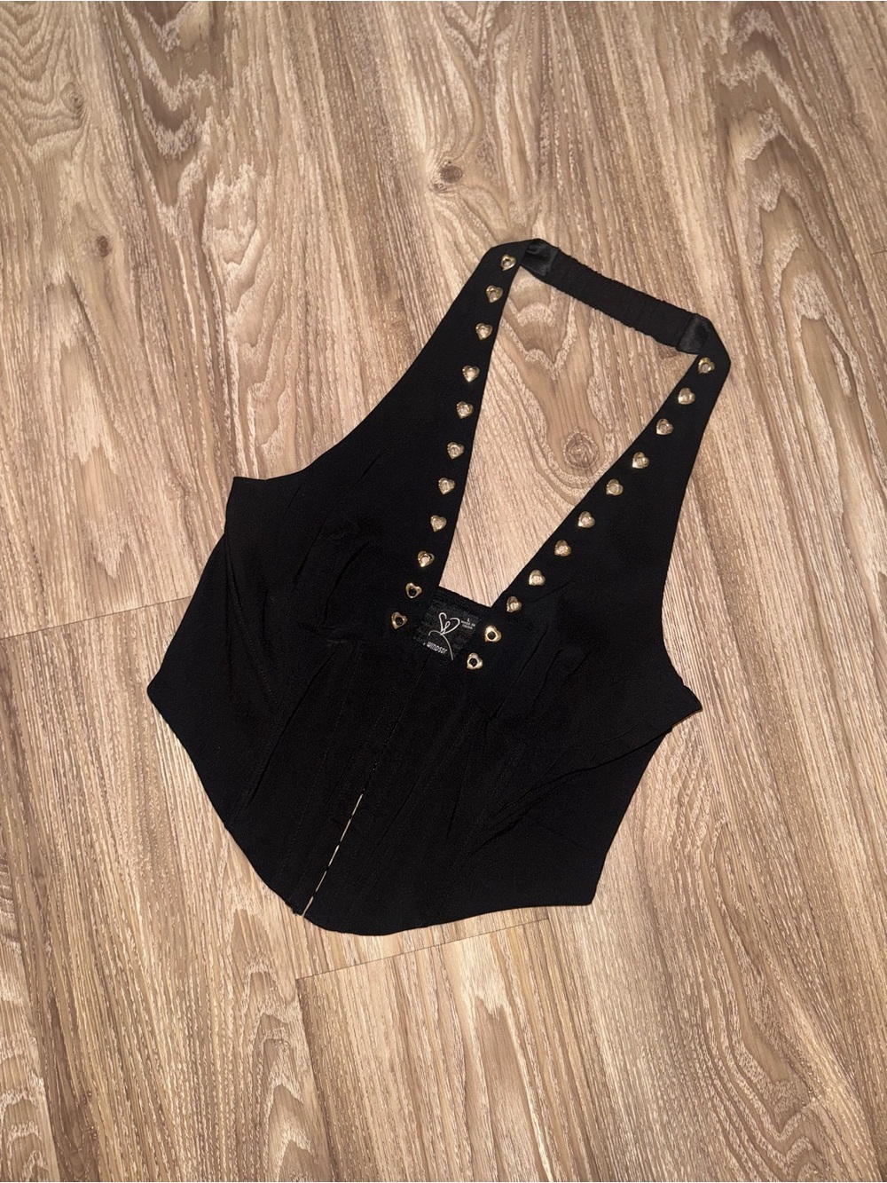 Windsor Black Studded Halter Bodysuit